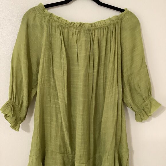 Urban Mango Green Fairycore Bohemian Hippie Festival Fairy Peasant Blouse M - Picture 6 of 7